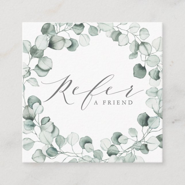 Carte De Référencement Aquarelle Dusty Blue Eucalyptus Wreath Business (Devant)