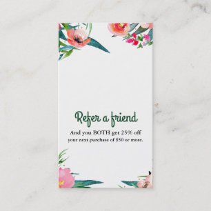 Carte De Référencement Aquarelle Florale Moderne Élégante Référez un Ami