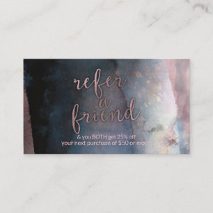 Carte De Référencement Aquarelle Moderne Bleu & Or Rose Parrainez un Ami