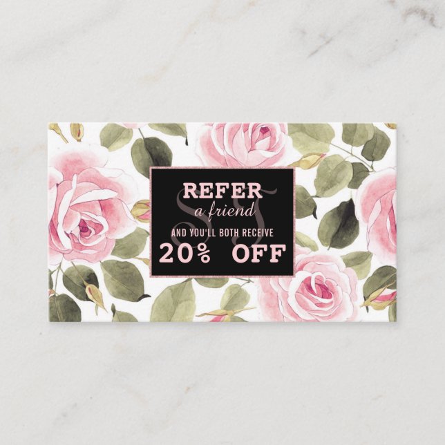 Carte De Référencement Aquarelle moderne Floral Rose Gold Maquillage Arti (Devant)