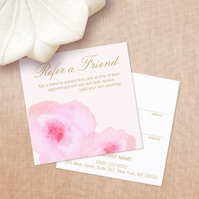 Carte De Référencement Aquarelle rose pâle Floral Renvoi client (Créateur téléchargé)