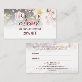 Carte De Référencement Aquarelle rose Roses jaunes sur noir, Monogramme