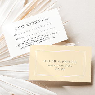 Carte De Référencement AVERY Simple Neutre Beurre Jaune Référez un Ami