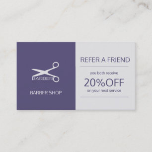 Carte De Référencement Barber shop simple marine gris référer un ami