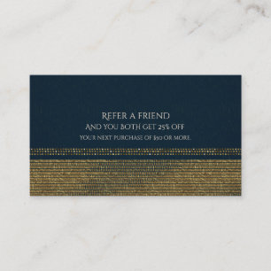 Carte De Référencement Bleu et or Chic Étincelant Glam Parrainer un ami