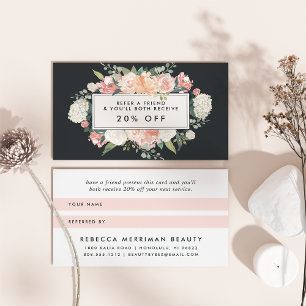 Carte De Référencement Blush Floral Antique & Charbon