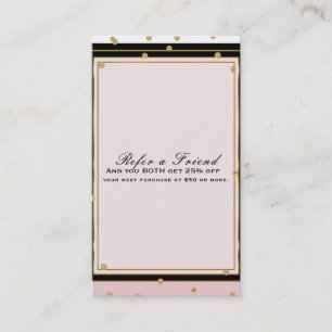 Carte De Référencement Blush Pink & Gold Confetti Moderne Référer un ami