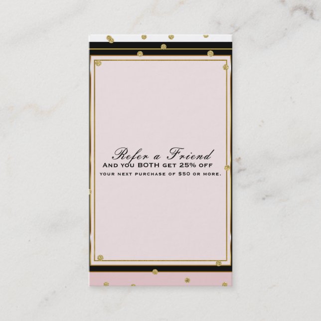 Carte De Référencement Blush Pink & Gold Confetti Moderne Référer un ami (Devant)