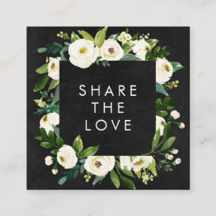 Carte De Référencement Cadre floral d'hiver romantique d'aquarelle de