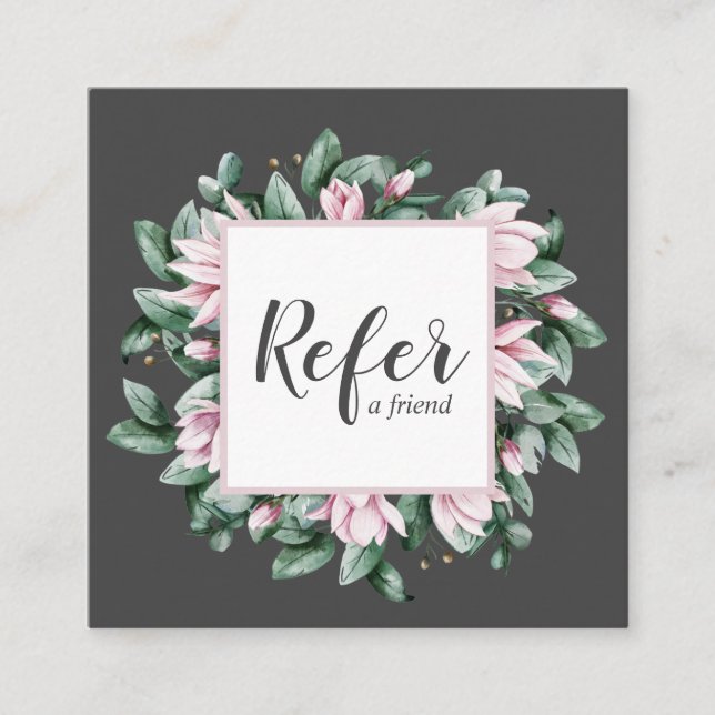 Carte De Référencement Cadre floral Magnolia et Eucalyptus gris foncé (Devant)