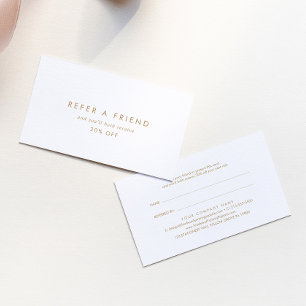 Carte De Référencement Chic Gold Typography Référer un ami
