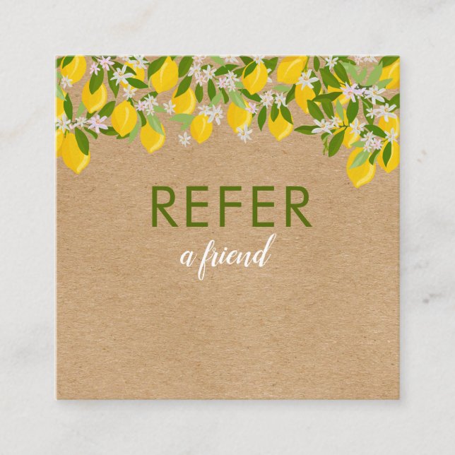 Carte De Référencement Citron Citrus Rustique Moderne Feuillage (Devant)