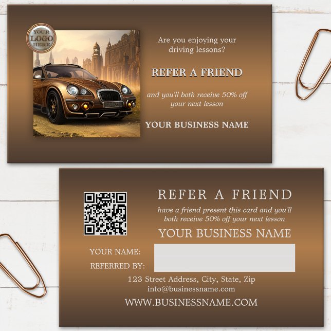 Carte De Référencement Code QR Logo Photo Professeur de Conduite Steampun (Créateur téléchargé)