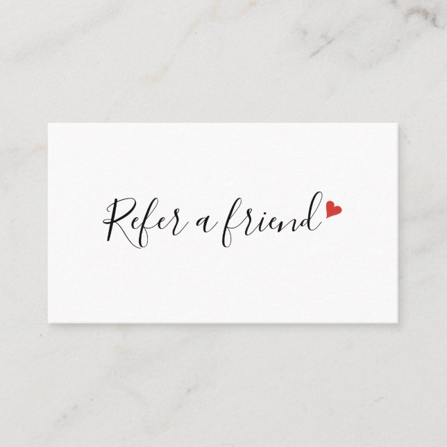 Carte De Référencement Cœur d'amour rouge d'écriture moderne chic (Devant)