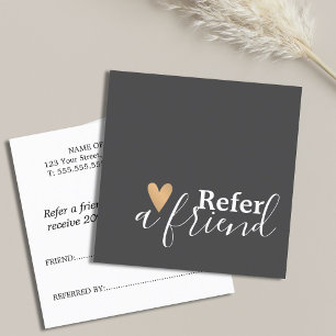 Carte De Référencement Cœur en or faux simple élégant gris blanc
