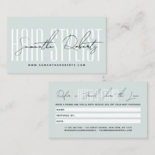 Carte De Référencement Coiffeur moderne script typographie client