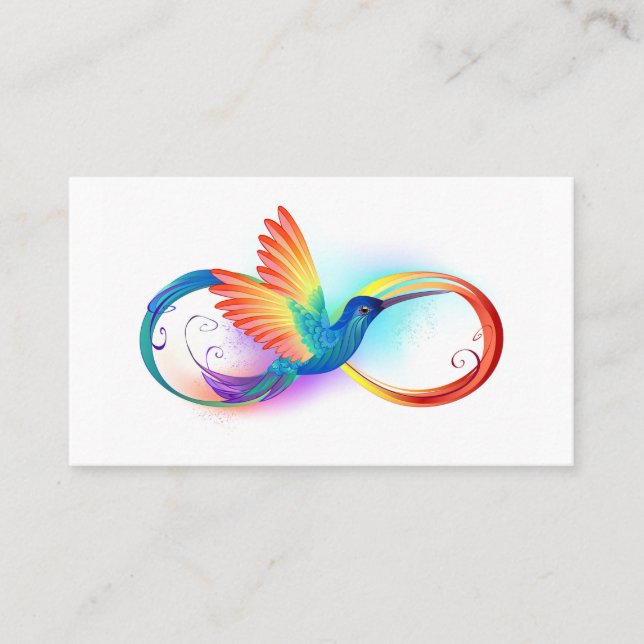 Carte De Référencement Colibri arc-en-ciel avec symbole Infinity (Devant)