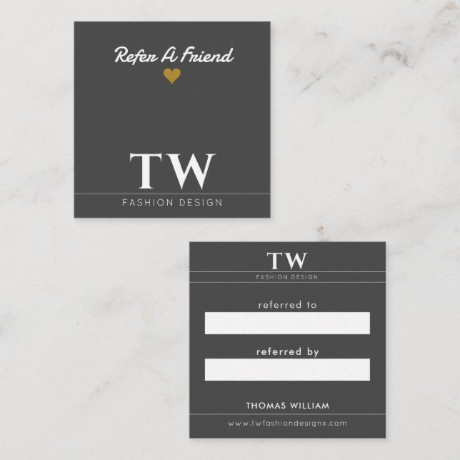 Carte De Référencement Concepteur de mode Noir (Devant / Derrière)