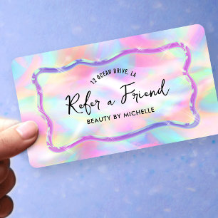 Carte De Référencement Couleurs Néon Holographiques Référez une Amie Fémi