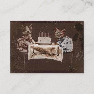 Carte De Référencement Deux chatons avec gâteau d'anniversaire