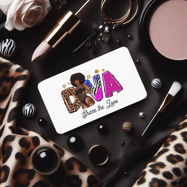 Carte De Référencement Diva afro-américaine chic recommandation (Chic African American Diva Referral Card)