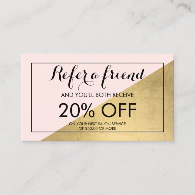Carte De Référencement Edgy Géométrique Faux Gold Foil et rose Référentie (Devant)