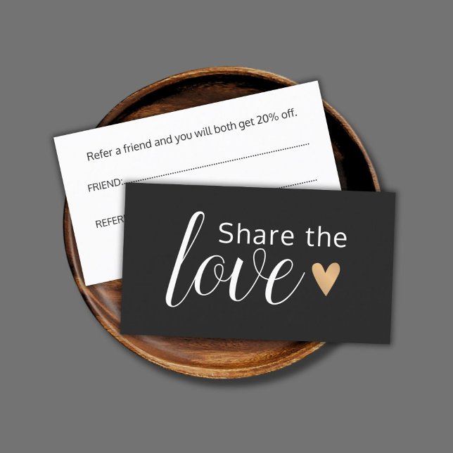 Carte De Référencement Elégant Black White Gold Heart Beauty Salon (Créateur téléchargé)