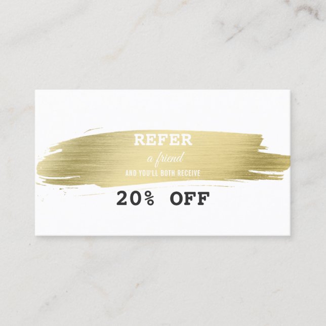 Carte De Référencement Élégant Brosse Or Stroke Maquillage Artiste Référe (Devant)