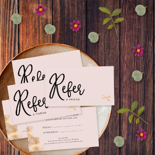 Carte De Référencement Elégant Ciseaux Or Coiffeur Salon Blush Rose