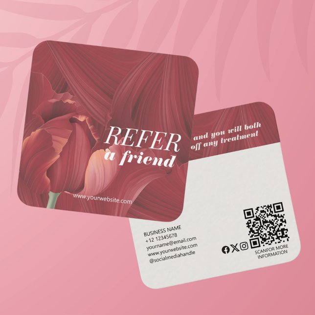 Carte De Référencement Élégant élégant rouge Tulipe Abstrait Motif (Créateur téléchargé)