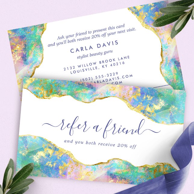 Carte De Référencement Élégant Opale de feu pierre moderne (Créateur téléchargé)