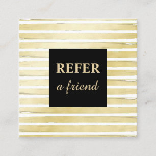 Carte De Référencement Elégant papier doré blanc peint cadre noir rayé
