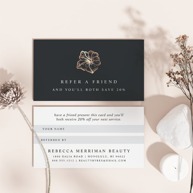 Carte De Référencement Élégante fleur d'Hibiscus de cuivre (Créateur téléchargé)