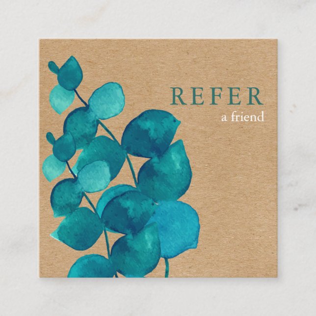 Carte De Référencement Élégantes Feuilles de Eucalyptus Rustiques Simples (Devant)