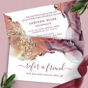 Carte De Référencement Encre aquarelle liquide d'art moderne violet et or