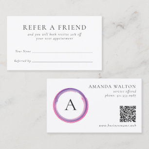 Carte De Référencement Entreprise Moderne Monogramme Rose et Violet