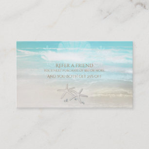 Carte De Référencement Étoile de mer blanche de plage Été élégant Référez