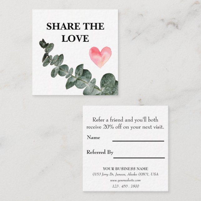 Carte De Référencement Eucalyptus vert Simple Business  (Devant / Derrière)