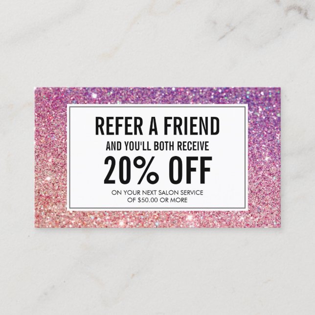 Carte De Référencement Eyelashes avec Parties scintillant violet/rose Sal (Devant)