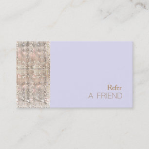 Carte De Référencement FAUX Sequins Salon De Beauté Référer Un Ami Lavand