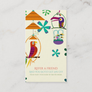 Carte De Référencement Fête d'anniversaire des oiseaux Tiki Vintage Réfer