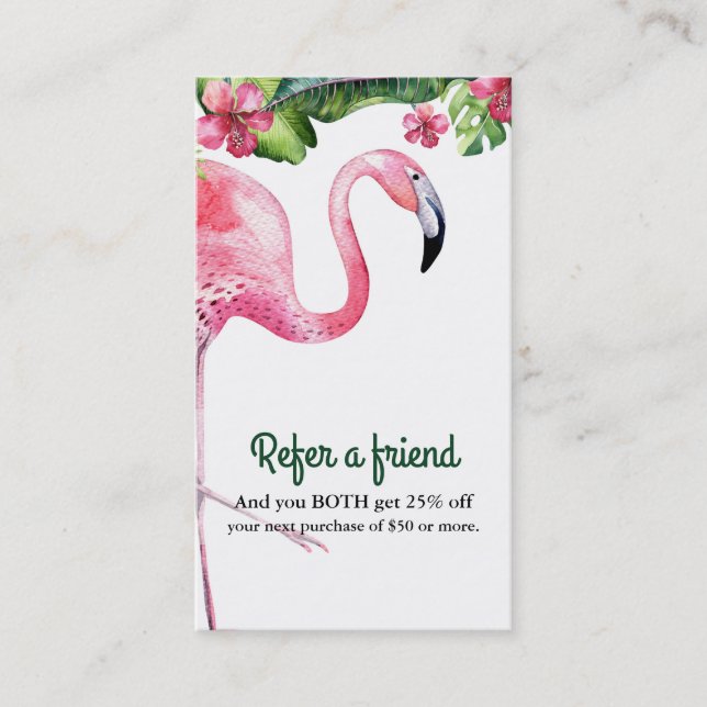 Carte De Référencement Flamant rose et hibiscus tropical recommander un a (Devant)