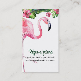 Carte De Référencement Flamant Rose & Hibiscus Tropical Parrainage