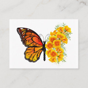 Carte De Référencement Flower Butterfly with Yellow California Poppy