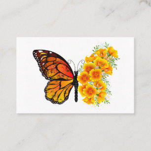 Carte De Référencement Flower Butterfly with Yellow California Poppy