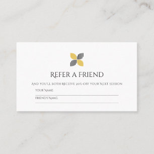 Carte De Référencement Friend Referend Professional Black and Gold Clover