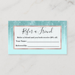 Carte De Référencement Glam Mint Green Aqua Parties scintillant Gradient