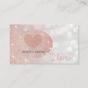 Carte De Référencement Glittery bokeh calligraphie rose or coeur amour