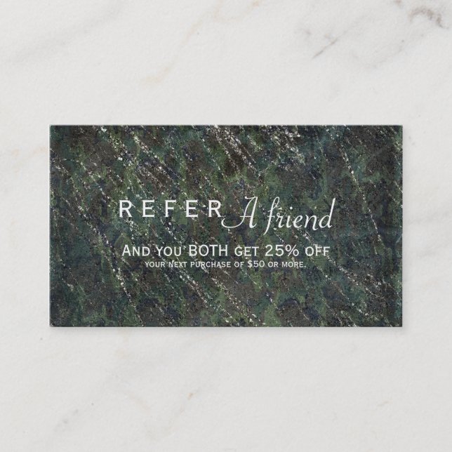 Carte De Référencement Green & Silver Army Camo Sparkle Salon Orientation (Devant)