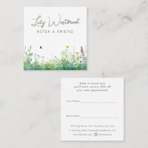 Green Watercolor Wildflower Floral Elegant Script